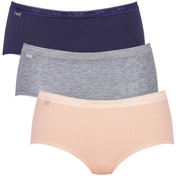 Sloggi Trosor 3P Basic Plus Midi Colored Blå/Grön bomull 36 Dam | apparel & accessories - clothing - underwear & socks - lingerie | ModeLejon