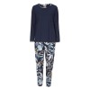 Damella Navy And Ivory Flower Pyjamas Set