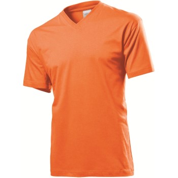 Läs mer om Stedman Classic V-Neck Men T-shirt Orange bomull X-Large Herr
