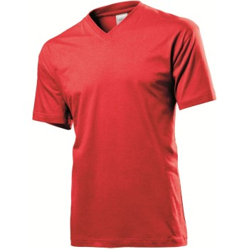 Läs mer om Stedman Classic V-Neck Men T-shirt Röd bomull Medium Herr