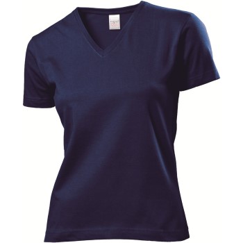 Läs mer om Stedman Classic V-Neck Women T-shirt Marin bomull Medium Dam
