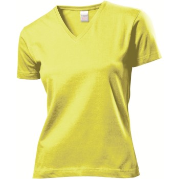 Stedman Classic V-Neck Women T-shirt Gul bomull Medium Dam