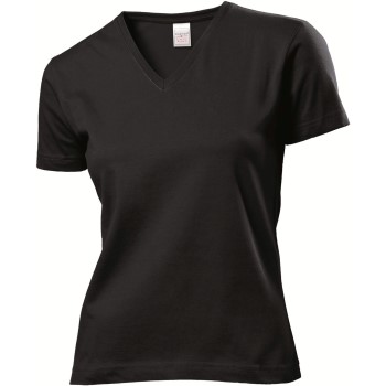Läs mer om Stedman Classic V-Neck Women T-shirt Svart bomull Medium Dam