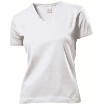 Stedman Classic V-Neck Women T-shirt Vit bomull XX-Large Dam