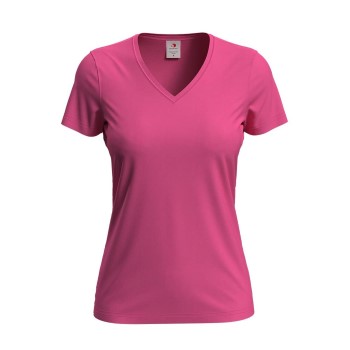 Stedman Classic V-Neck Women T-shirt Rosa bomull Medium Dam