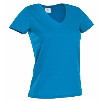 Läs mer om Stedman Classic V-Neck Women T-shirt Blå bomull Small Dam