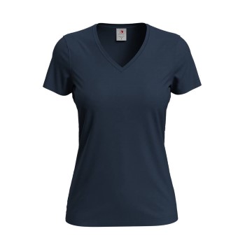 Läs mer om Stedman Classic V-Neck Women T-shirt Mörkblå bomull Medium Dam