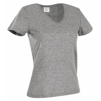 Stedman Classic V-Neck Women T-shirt Gråmelerad bomull XX-Large Dam | apparel & accessories - clothing - shirts & tops | ModeLejon