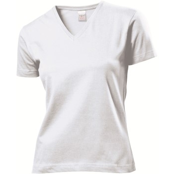 Stedman Classic V-Neck Women T-shirt Vit bomull X-Large Dam | apparel & accessories - clothing - shirts & tops | ModeLejon
