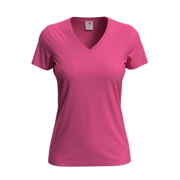 Stedman Classic V-Neck Women T-shirt Rosa bomull Large Dam | apparel & accessories - clothing - shirts & tops | ModeLejon