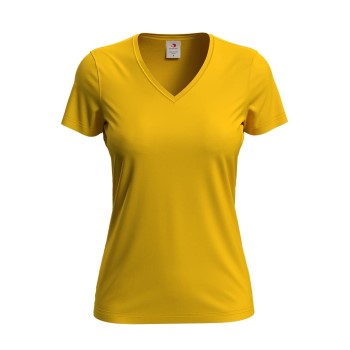Läs mer om Stedman Classic V-Neck Women T-shirt Senapsgul bomull Medium Dam
