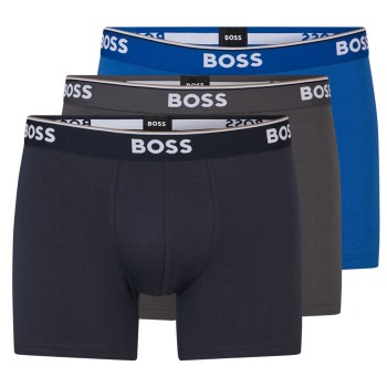 BOSS Kalsonger 3P Cotton Stretch Boxer Brief Long Blå/Grå bomull XX-Large Herr | apparel & accessories - clothing - underwear & socks - underwear | ModeLejon