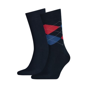Tommy Hilfiger Strumpor 2P Men Sock Check Blå/Röd Strl 47/48 Herr | apparel & accessories - clothing - underwear & socks - socks | ModeLejon