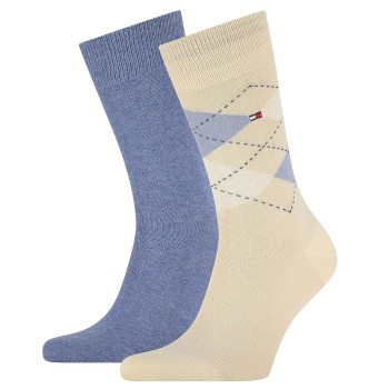 Tommy Hilfiger Strumpor 2P Men Sock Check Beige/Blå Strl 39/42 Herr | apparel & accessories - clothing - underwear & socks - socks | ModeLejon