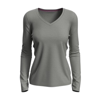 Läs mer om Stedman Claire V-neck Long Sleeve Gråmelerad ringspunnen bomull Medium Dam