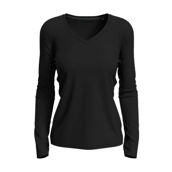 Stedman Claire V-neck Long Sleeve Svart ringspunnen bomull Medium Dam | apparel & accessories - clothing - shirts & tops | ModeLejon