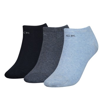 Läs mer om Calvin Klein Strumpor 3P Chloe Cotton CK Logo Liner Socks Blå/Grå One Size Dam