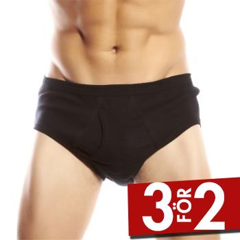 JBS Kalsonger Basic Fly Brief Svart bomull Small Herr