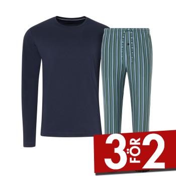 Jockey Night And Day Long Pyjama Blå/Rand Large Herr | apparel & accessories - clothing - sleepwear & loungewear - pajamas | ModeLejon