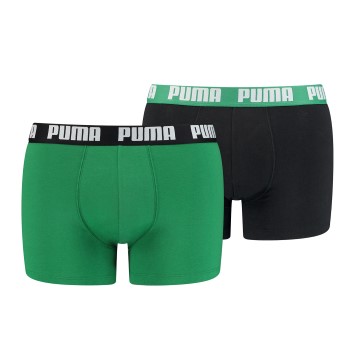 Läs mer om Puma Kalsonger 2P Basic Boxer Svart/Grön bomull Small Herr