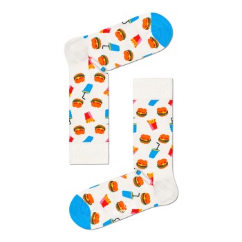 Läs mer om Happy socks Strumpor 2P Hamburger Sock Vit Mönstrad bomull Strl 36/40