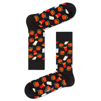 Alternativ bild 0 för Happy socks Strumpor Hamburger Sock Svart mönstrad bomull Strl 36/40