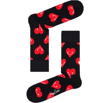 Läs mer om Happy socks Strumpor Smiley Heart Sock Svart mönstrad bomull Strl 41/46