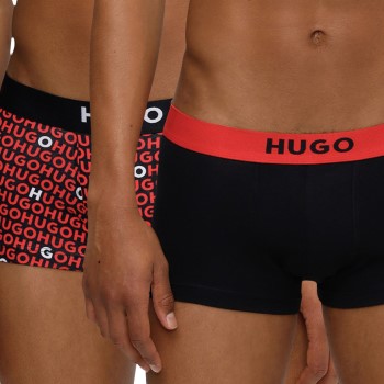 HUGO Kalsonger 2P Brother Trunk Svart/Röd bomull X-Large Herr | apparel & accessories - clothing - underwear & socks - underwear | ModeLejon