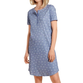 Calida Sweet Dreams Sleepshirt Blå/Vit bomull X-Small Dam