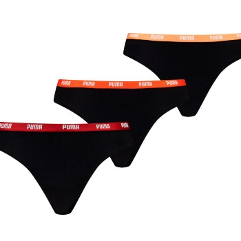 Puma Trosor 3P Iconic String Svart/Röd bomull X-Small Dam | apparel & accessories - clothing - underwear & socks - lingerie | ModeLejon