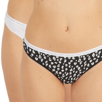 Calvin Klein Trosor 2P One Cotton Stretch Thong Svart/Vit bomull X-Large Dam | apparel & accessories - clothing - underwear & socks - lingerie | ModeLejon
