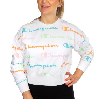 Champion American Classics Women Crewneck Print Vit Mönstrad X-Large Dam | apparel & accessories - clothing - sleepwear & loungewear - loungewear | ModeLejon