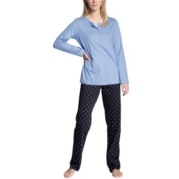 Läs mer om Calida Night Lovers Buttoned Pyjama Blå bomull X-Large Dam