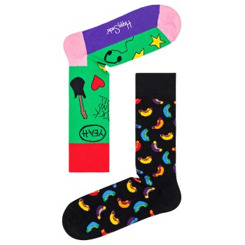 Läs mer om Happy socks Strumpor 2P Rock Your Socks Friend Sock Svart/Grön bomull Strl 36/40
