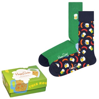 Läs mer om Happy socks Strumpor 2P Beer Gift Box Blå/Grön bomull Strl 36/40