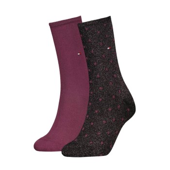 Tommy Hilfiger Strumpor 2P Women Dot Sock Svart/Vinröd Strl 35/38 Dam | apparel & accessories - clothing - underwear & socks - socks | ModeLejon