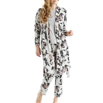 Damella Greymelange Flower Wrap Around Robe Grå X-Large Dam | apparel & accessories - clothing - sleepwear & loungewear - robes | ModeLejon