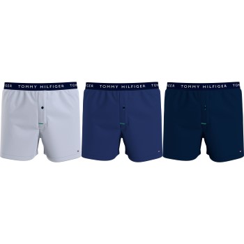Tommy Hilfiger Kalsonger 3P Recycled Cotton Woven Boxer Shorts Blå/Grå bomull X-Large Herr | apparel & accessories - clothing - underwear & socks - underwear | ModeLejon