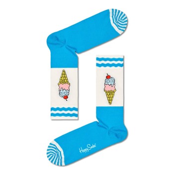Läs mer om Happy socks Strumpor Ice Cream Sock Ljusblå/Vit bomull Strl 36/40