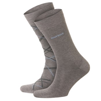 BOSS Strumpor 2P Check Cotton Sock Grå Strl 39/42 | apparel & accessories - clothing - underwear & socks - socks | ModeLejon