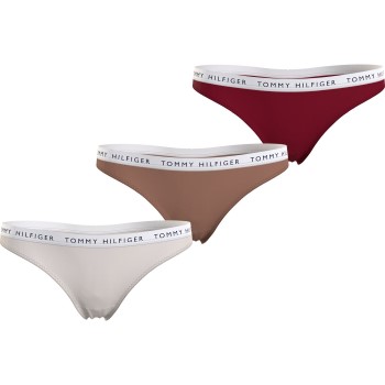 Tommy Hilfiger Trosor 3P Recycled Essentials Thong Natur/Röd Small Dam | apparel & accessories - clothing - underwear & socks - lingerie | ModeLejon