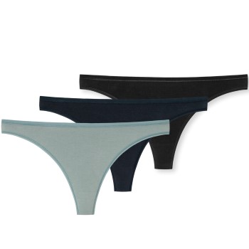 Schiesser Trosor 3P 95-5 Organic Cotton Thong Svart/Blå ekologisk bomull 38 Dam | apparel & accessories - clothing - underwear & socks - lingerie | ModeLejon