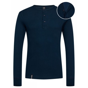 Dovre Organic Cotton Grand Dad Rib Shirt Marin ekologisk bomull X-Large Herr | apparel & accessories - clothing - sleepwear & loungewear - loungewear | ModeLejon