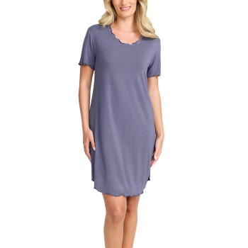 Damella Bamboo Plain Short Sleeve Nightdress Blå Bambu Medium Dam | apparel & accessories - clothing - sleepwear & loungewear - nightgowns | ModeLejon