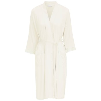 Damella Viscose Plain Lace Robe Elfenben viskos Small Dam | apparel & accessories - clothing - sleepwear & loungewear - robes | ModeLejon