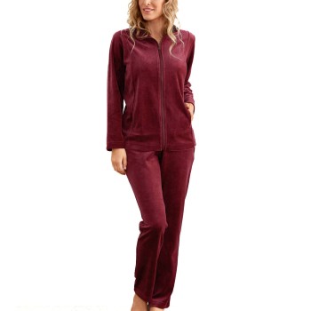 Damella Velour Plain Suit Mörkröd Large Dam | apparel & accessories - clothing - sleepwear & loungewear - loungewear | ModeLejon