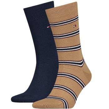 Tommy Hilfiger Strumpor 2P Men Tommy Stripe OC Sock Blå/Brun Strl 39/42 Herr | apparel & accessories - clothing - underwear & socks - socks | ModeLejon