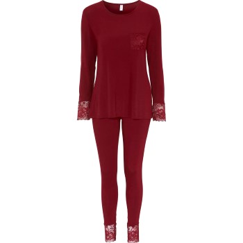 Damella Viscose Plain Pyjamas Set Vinröd viskos XX-Large Dam | apparel & accessories - clothing - sleepwear & loungewear | ModeLejon