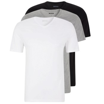 BOSS 3P V-Neck Classic T-shirt Vit/Grå bomull X-Large Herr