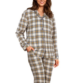 Lady Avenue Cotton Flannel Pyjamas Blå/Gul bomull X-Large Dam